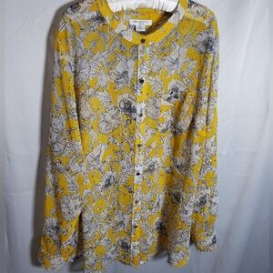 Liz Claiborne 2X Button Up Blouse Long Sleeve